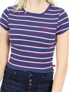 NWT!! Dickies Patriotic Striped Crop Top. Size Juniors L